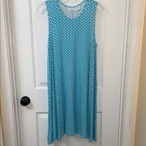 Sigrid Olsen Blue and White Sleeveless Dress